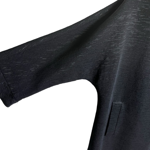 Eileen Fisher Collarless Open Front Textured Black Blazer Jacket Size Petite L - Picture 4 of 16